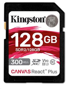 Kingston paměťová karta 128GB Canvas React Plus SDXC UHS-II 300R/260W U3 V90 for Full HD/4K/8K