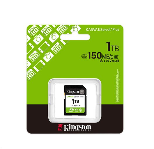 Kingston paměťová karta 1TB Canvas Select Plus Gen 3 SDXC 150R U1 UHS-I C10 V10