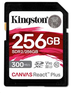 Kingston paměťová karta 256GB Canvas React Plus SDXC UHS-II 300R/260W U3 V90 for Full HD/4K/8K