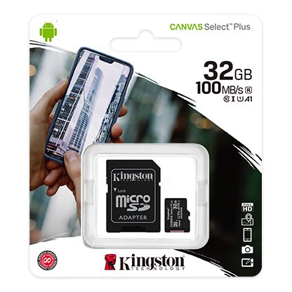 Kingston paměťová karta 32GB Canvas Select Plus microSDHC 100R A1 C10 Card + ADP
