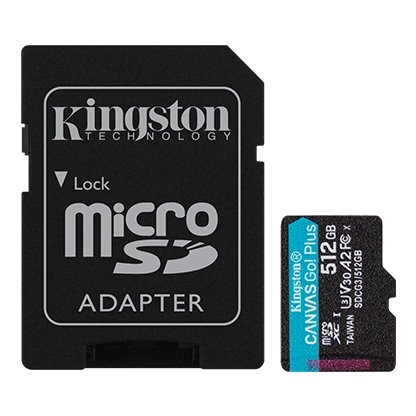 Kingston paměťová karta 512GB microSDXC Canvas Go Plus 170R A2 U3 V30 Card + ADP