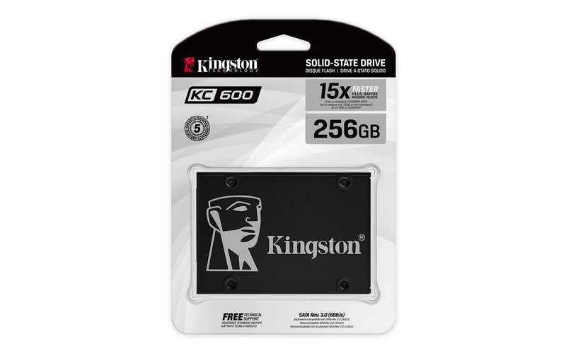 Kingston SSD 256GB KC600 SATA III 2.5'' 3D TLC SM2259 (čtení/zápis: 550/500MB/s)