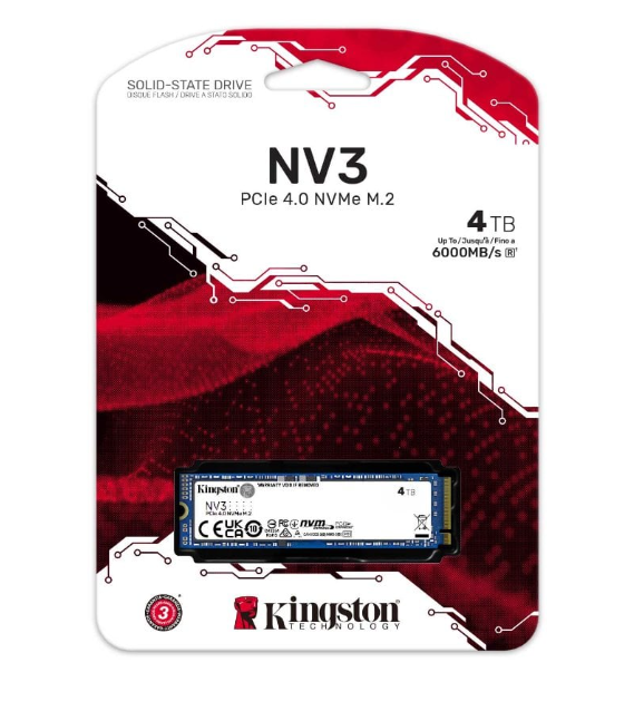 Kingston SSD 4000GB NV3 NVMe™ PCIe M.2 2280 (ctení/zápis: 6000/5000MB/s;)