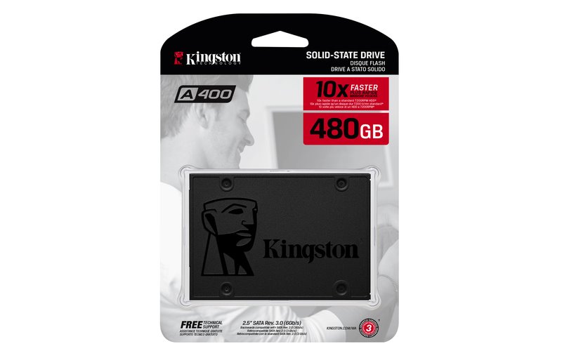 Kingston SSD 480GB A400 SATA III 2.5" TLC 7mm (čtení/zápis: 550/500MB/s; 90/35K IOPS)