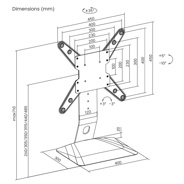 KIVI MOTION TV STAND, VESA 400x400