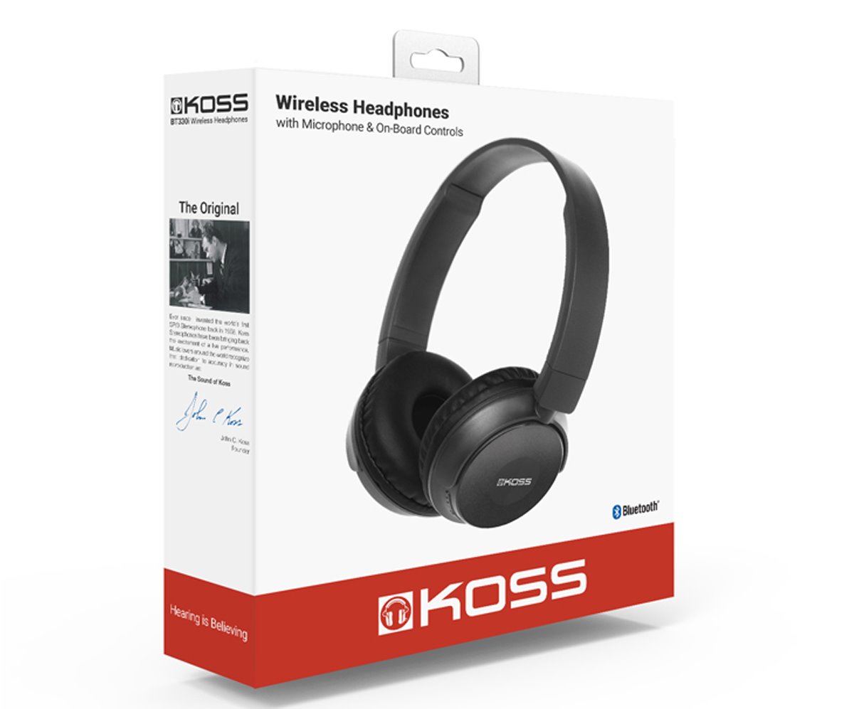 KOSS Bluetooth 5.0 sluchátka BT330i, 20Hz - 20kHz, 12h, 10m - černá