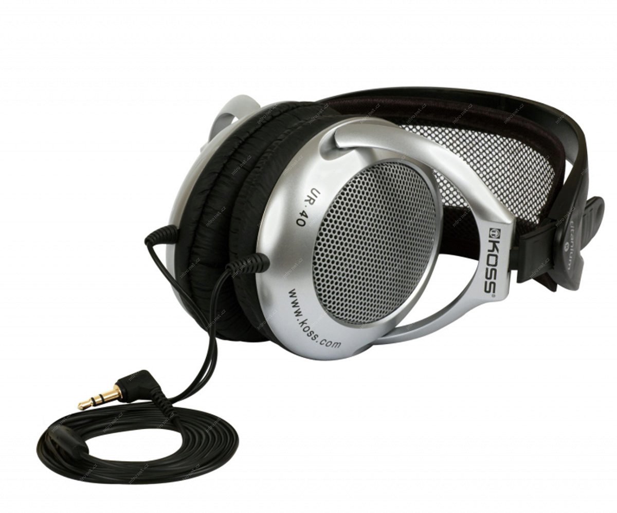 KOSS sluchátka UR40T, 20Hz - 20kHz, 94dB/mW, 3.5mm jack, 1.2m - stříbrná