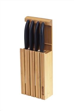 Kyocera Dárkový set, Bambusový blok na nože + sada WHBK, Série FK White (WH-BK) (KB + FK-075 + FK-110 + FK-130 + FK-140W