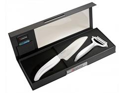 Kyocera Dárkový set, Sada na krájení a loupání – bílá – dárkové balení, Barevná dárková sada – bílá (FK-140WH-WH + CP-10