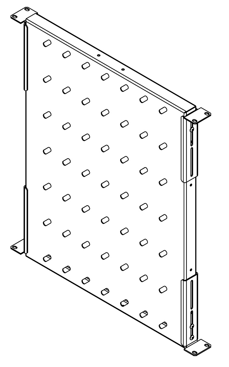 Legrand EvoLine 4-bodová police pevná 1U 372mm, uchycení variabilní 355-500mm, nosnost 50kg, černá, perforovaná