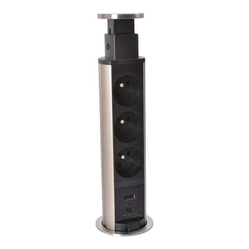 Legrand - Incara™ Tower 60 - Výsuvný zásuvkový blok 3x2P+T/USB A+C, kabel 2m