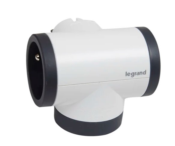LEGRAND Revolution rozbočovač otočný 2x2P+T, nabíječka USB A+C, bílo-šedá