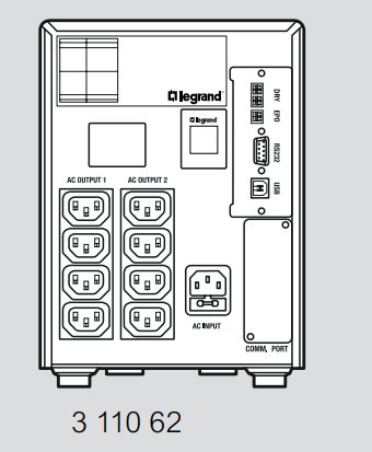 LEGRAND UPS Keor SPE Tower 1500VA/1200W, Line-interactive, výstup 8x IEC C13, sinus, USB, RS-232, slot pro LAN, displej