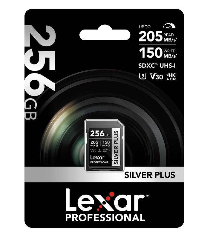 Lexar paměťová karta 256GB Professional SILVER PLUS SDXC™ UHS-I, čtení/zápis: 205/150MB/s