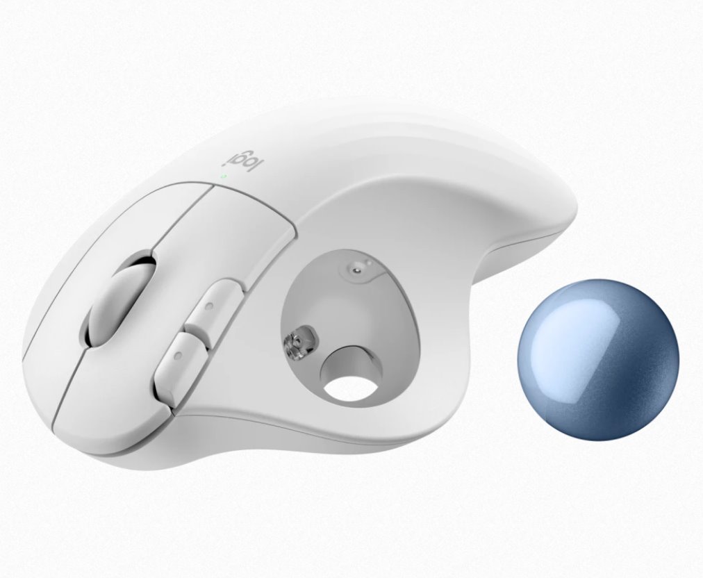 Logitech ERGO M575S Wireless Trackball - OFFWHITE+BLUE BALL - BT