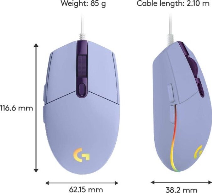 Logitech G203 LIGHTSYNC Gaming Mouse - LILAC - EMEA