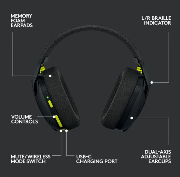 Logitech G435 LIGHTSPEED Wireless Gaming Headset - BLACK