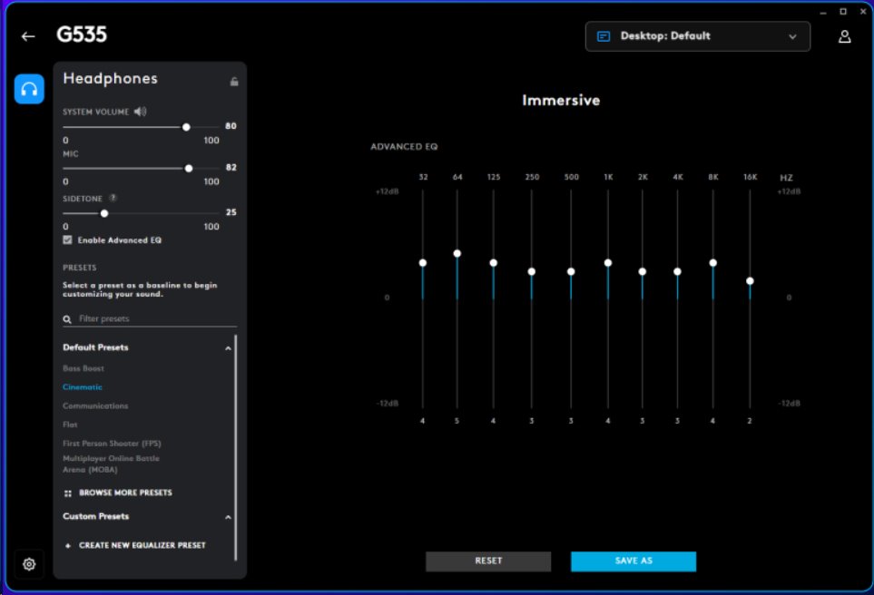 Logitech G535 LIGHTSPEED Wireless Gaming Headset - BLACK