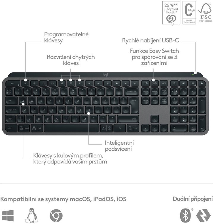 Logitech MX Keys S - GRAPHITE - US INT'L - BT