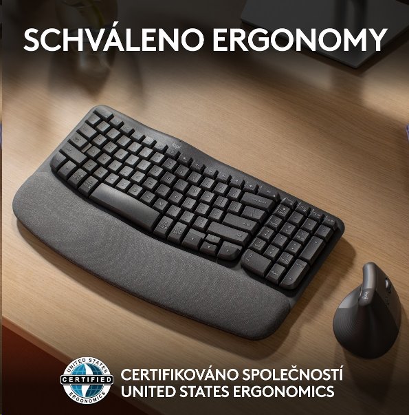 Logitech Wave Keys for business wireless ergonomic keyboard GRAPHITE - US INT'L - 2.4GHZ/BT