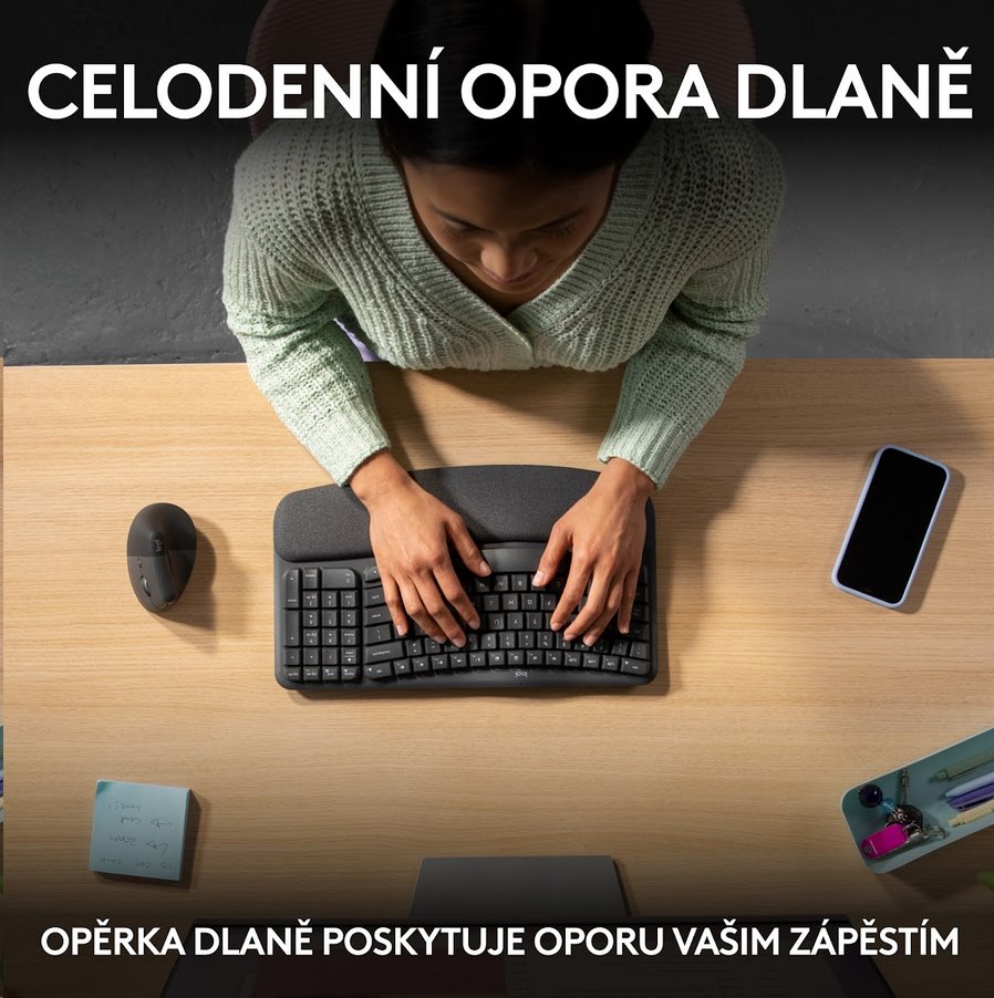 Logitech Wave Keys wireless ergonomic keyboard GRAPHITE - US INT'L - 2.4GHZ/BT