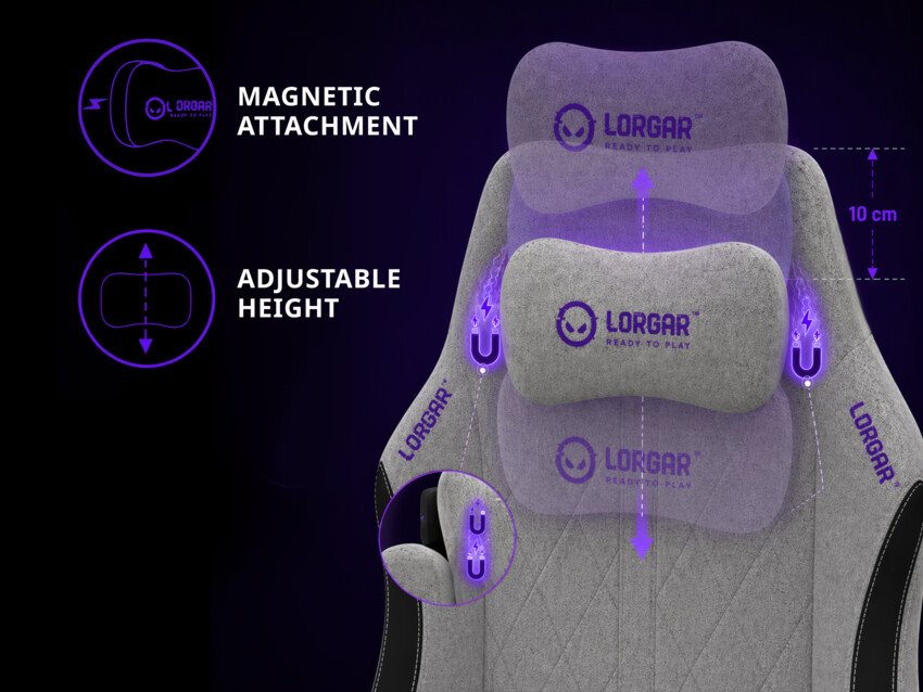 LORGAR CHA41, Ergonomic Gaming Chair Advanced, premium anti-stain fabric, Black/pur