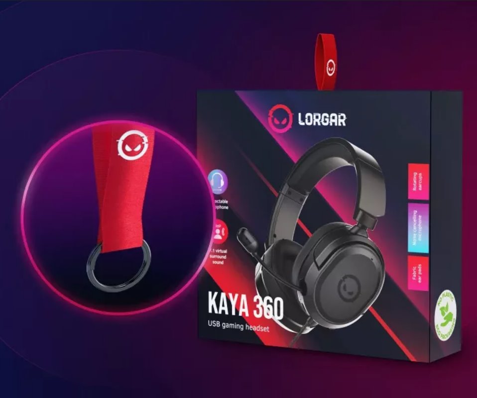 LORGAR herní headset Kaya 360, USB-A, 7.1 sound, výsuvný mikrofon s podsvícením