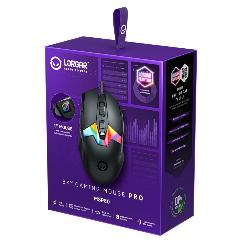 LORGAR herní myš MSP80, Black