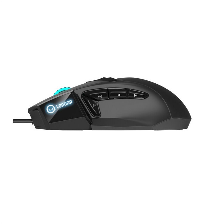 LORGAR herní myš Stricter 579, drátová, OLED display, až 12 000 DPI, RGB, Pixart PMW 3336, 9tl., makra, černá