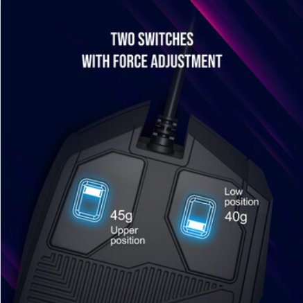 LORGAR herní myš Stricter 579, drátová, OLED display, až 12 000 DPI, RGB, Pixart PMW 3336, 9tl., makra, černá