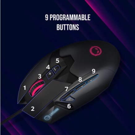 LORGAR herní myš Stricter 579, drátová, OLED display, až 12 000 DPI, RGB, Pixart PMW 3336, 9tl., makra, černá