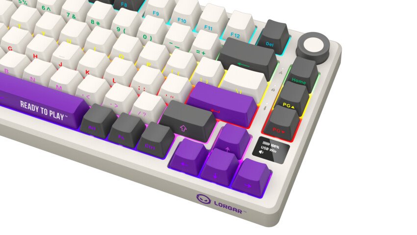 LORGAR Klávesnice KBP7075MW, mechanická, 75%, bezdrátová herní, béžová, CS