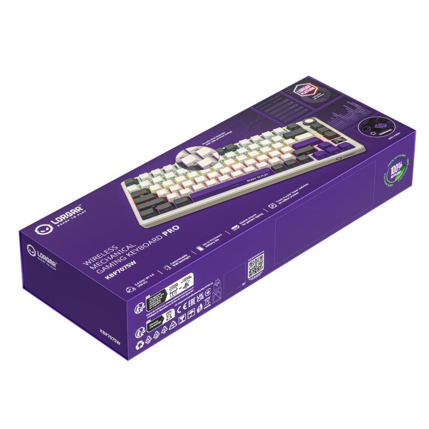 LORGAR Klávesnice KBP7075MW, mechanická, 75%, bezdrátová herní, béžová, CS