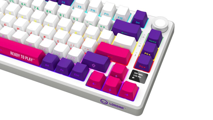 LORGAR Klávesnice KBP7075MW, mechanická, 75%, bezdrátová herní, bílá, CS
