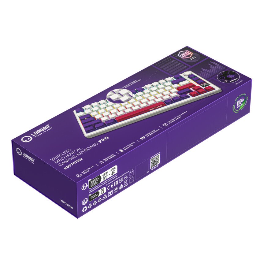 LORGAR Klávesnice KBP7075MW, mechanická, 75%, bezdrátová herní, bílá, CS