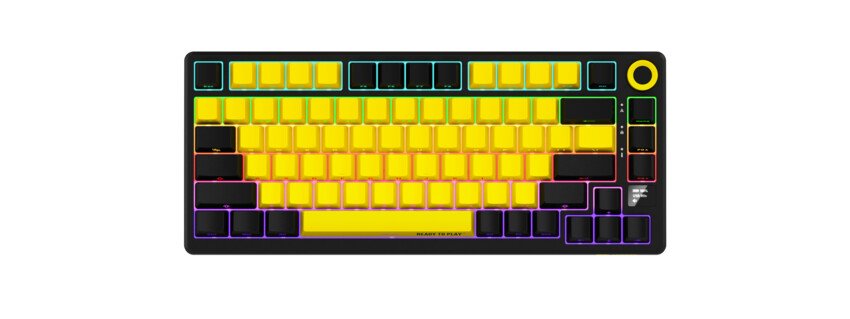 LORGAR Klávesnice KBP7075MW, mechanická, 75%, bezdrátová herní, černá/žlutá, CS