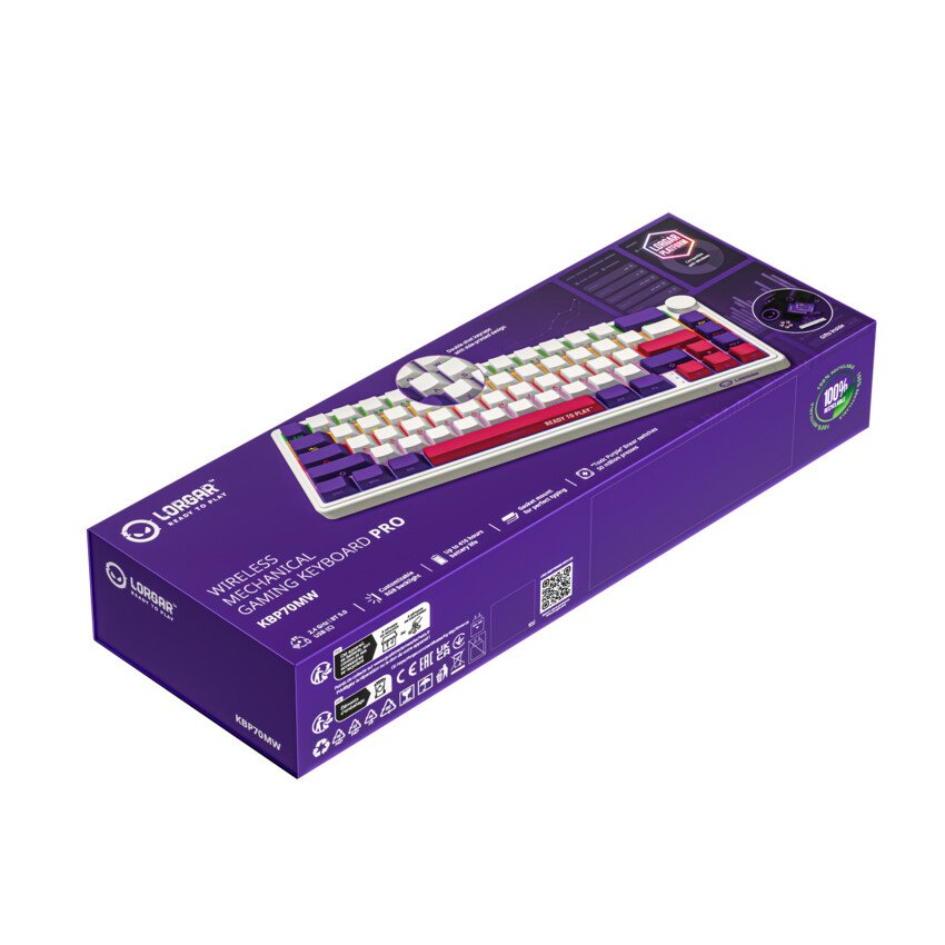 LORGAR Klávesnice KBP70MW, mechanická, bezdrátová herní, bílá, CS