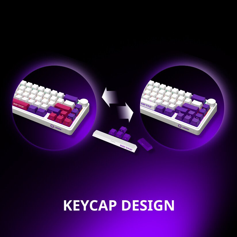 LORGAR Klávesnice KBP70MW, mechanická, bezdrátová herní, bílá, CS