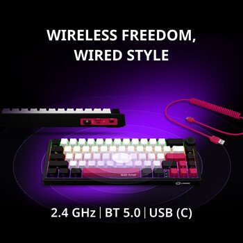 LORGAR Klávesnice KBP70MW, mechanická, bezdrátová herní, bílá, CS