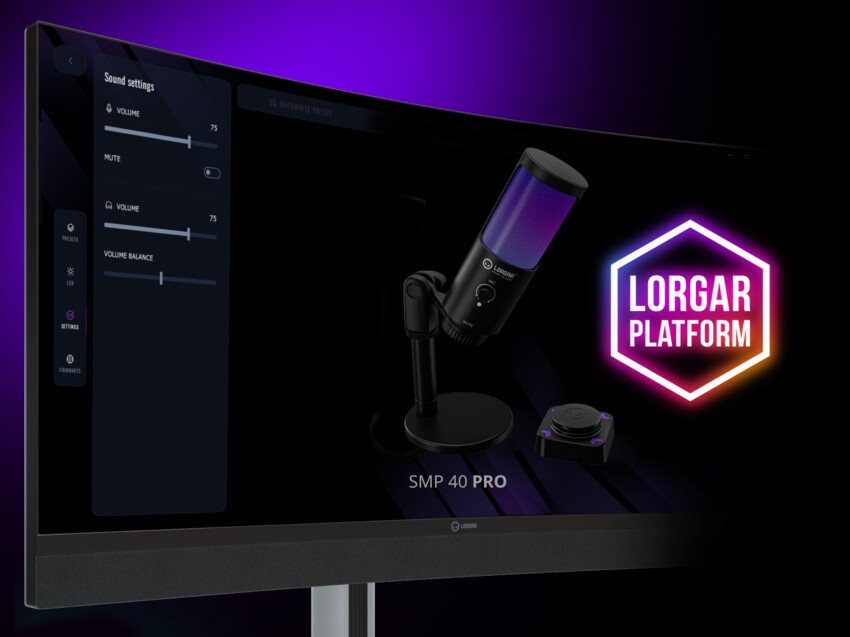 LORGAR mikrofon SMP40, RGB a externím mute tlačítkem, Černý