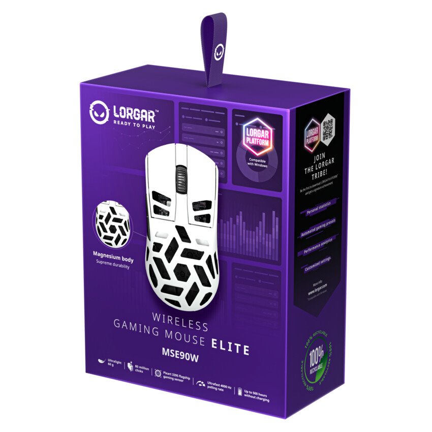 LORGAR myš MSE90W, bílá