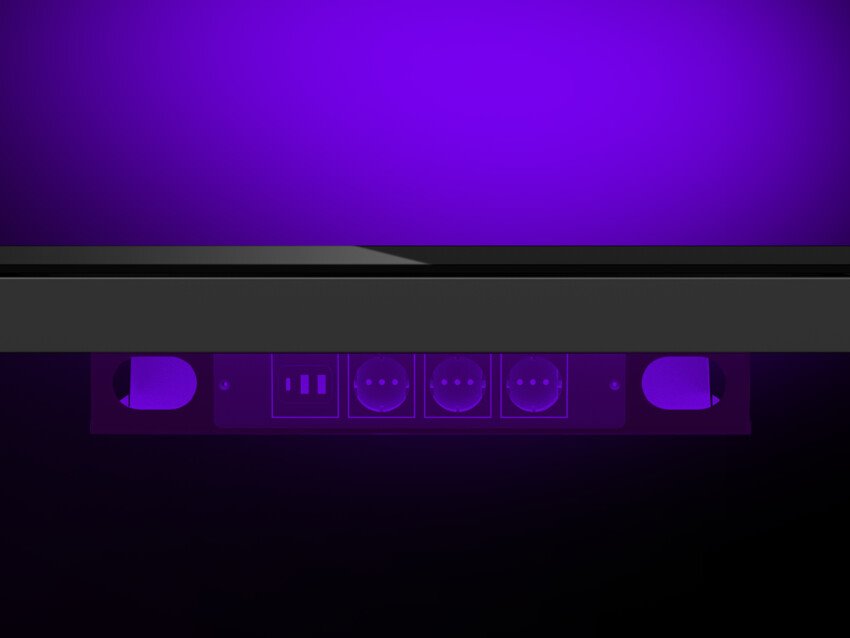 LORGAR stůl s nastavitelnou výškou, bezdrátovou nabíječkou, RGB osvětlením a USB porty, tvrzené sklo, černý