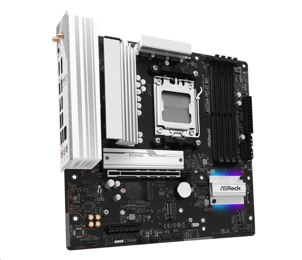 MB Asrock A620AM PRO RS WIFI /AM5/4xDDR5/M.2/W6E+BT5.2/HDMI/DP/mATX