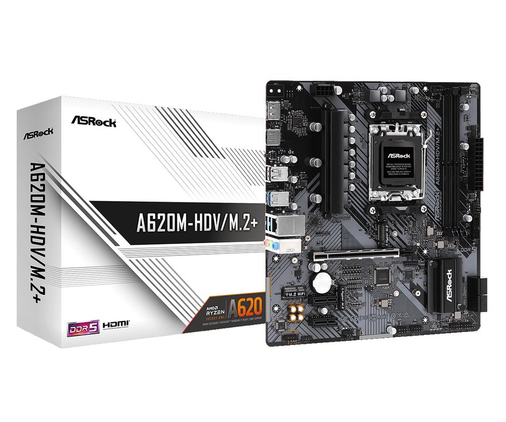 MB Asrock A620M-HDV/M.2+ /AM5/2xDDR5/M.2/HDMI/DP/mATX, neorginální krabice