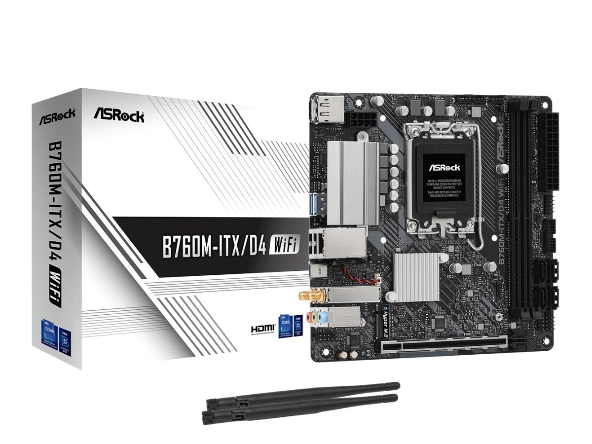 MB Asrock B760M-ITX/D4 WIFI /LGA1700/2xDDR4/M.2/W6E+BT5.3/HDMI/DP/mITX