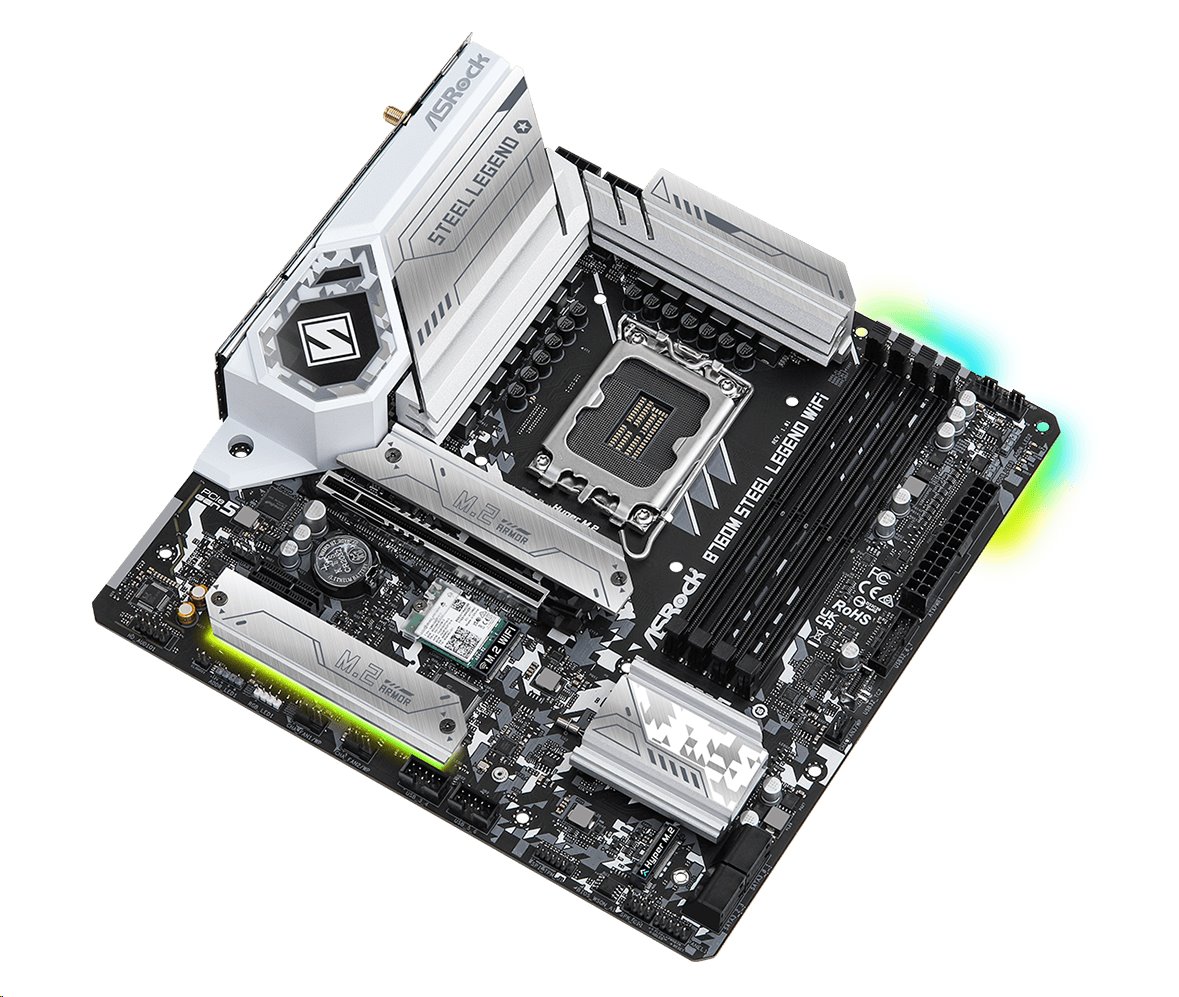 MB Asrock B760M STEEL LEGEND WIFI /LGA1700/4xDDR5/M.2/W6E+BT5.3/HDMI/DP/eDP/mATX