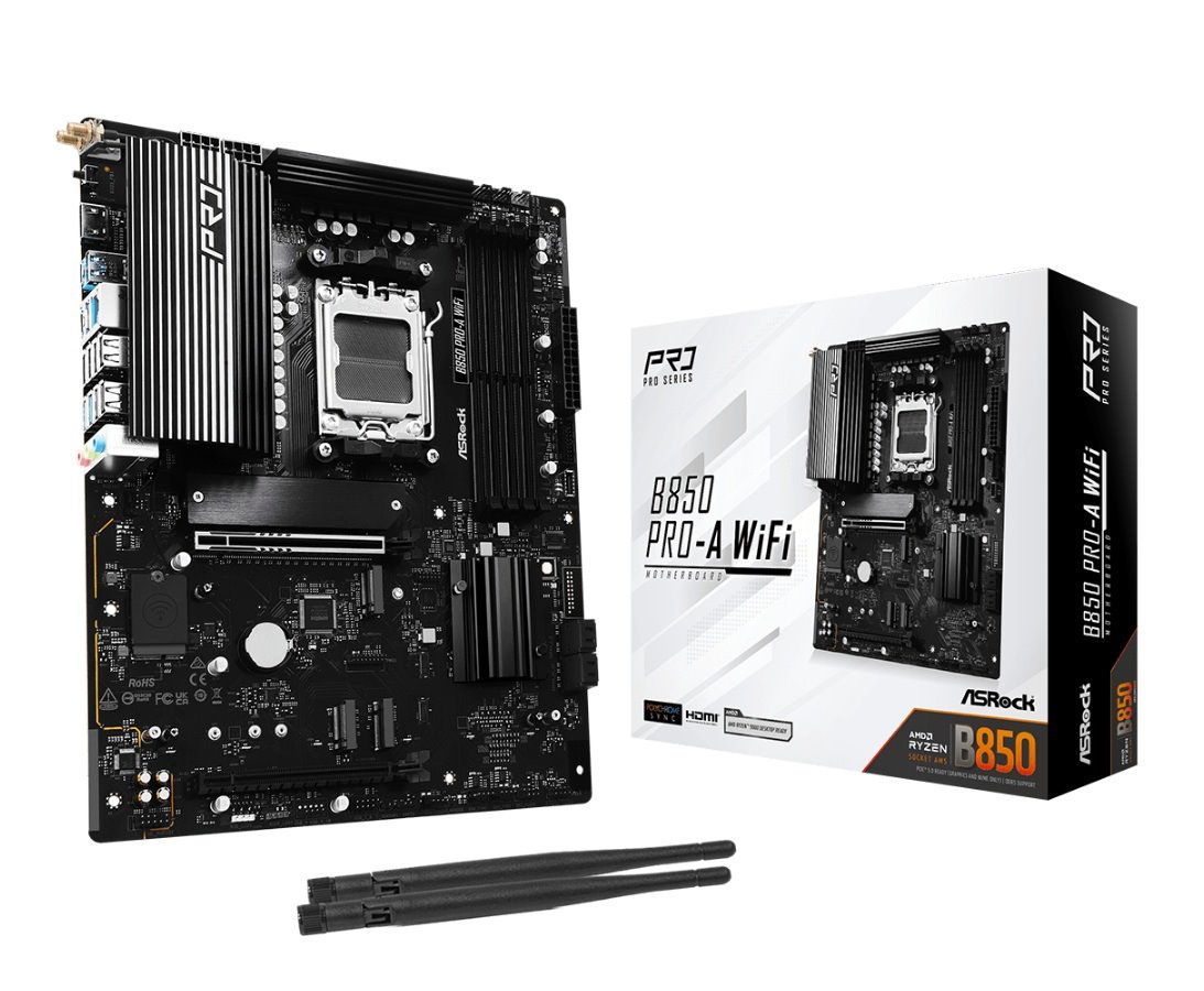 MB Asrock B850 Pro-A WIFI /AM5/4xDDR5/M.2/W6E+BT5.2/HDMI/USB-C/ATX, neorginální krabice