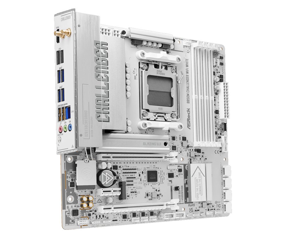 MB Asrock B850M CHALLENGER WIFI WHITE /AM5/4xDDR5/M.2/W7+BT5.4/HDMI/mATX, White