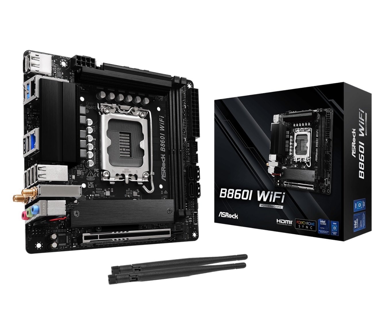 MB Asrock B860I WIFI /LGA1851/2xDDR5/M.2/W6E+BT5.3/HDMI/DP/mITX