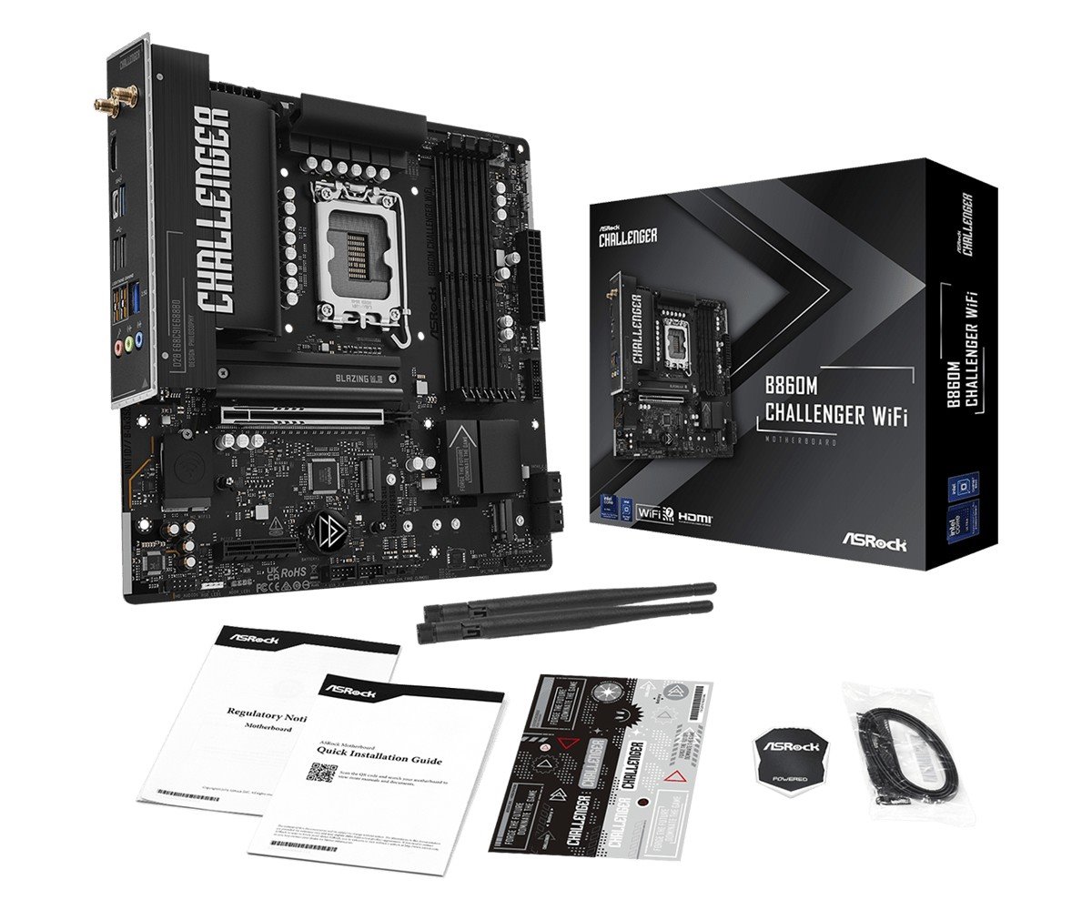 MB Asrock B860M Challenger WiFi /LGA1851/4xDDR5/M.2/W7+BT5.4/HDMI/mATX